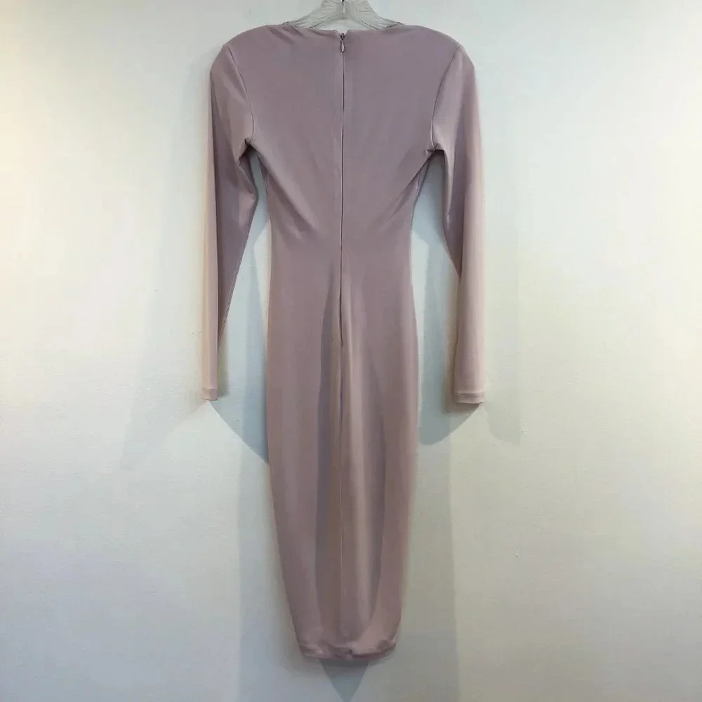 Nookie Revolve Cutout Long Sleeve Going Out Cream Blush Bodycon Mini Dress M - Picture 8 of 9